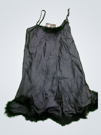 Black Fur-Trimmed Top