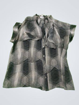 Worthington Gray and Black Geometric Patterned Blouse