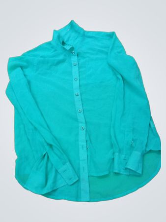 American Eagle Outfitters Teal Long-Sleeve Button-Down Shirt