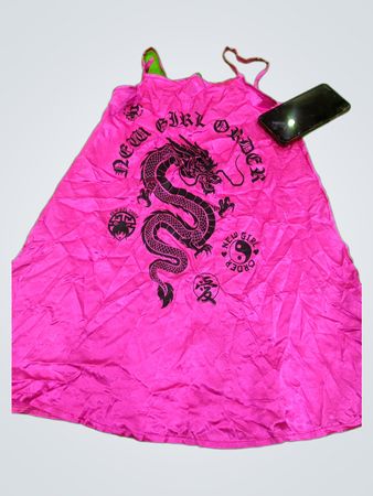 New Girl Order Pink Dragon Graphic Cami Dress