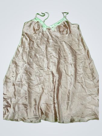 Beige Satin Nightdress with Lace Trim