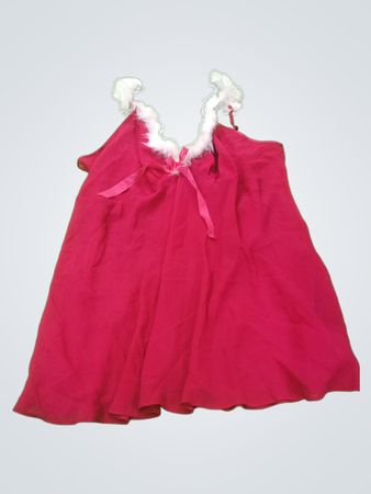 Red Dress with White Fur Trim