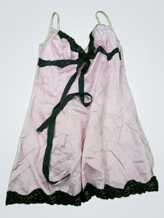 Pink Nightgown with Black Lace Trim