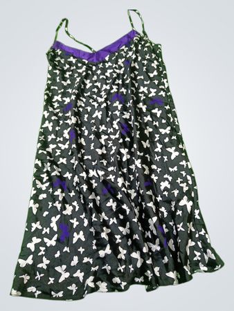 Black and White Butterfly Dress with Purple Accents