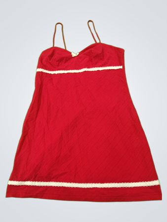Red Sleeveless Dress with White Trim