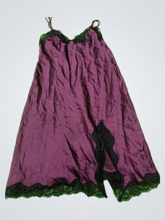 Purple Chemise with Black Lace Trim