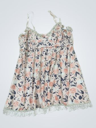 Floral Print Lace Trim Cami Top