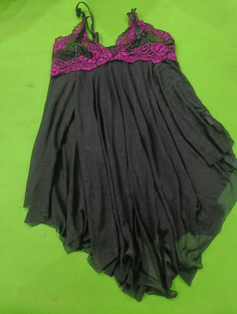 Black and Pink Lace Trim Dress