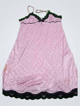 Pink Nightgown with Black Lace Trim