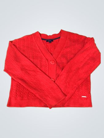 Nautica Red Cable Knit Cardigan