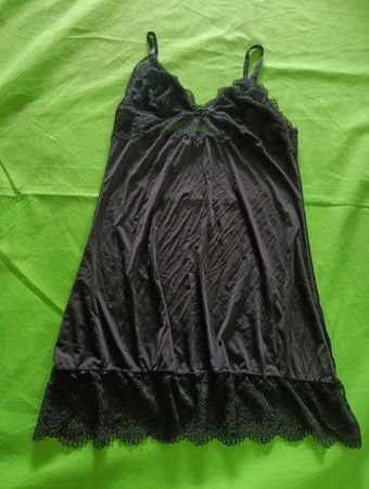 Black Lace Trim Slip Dress