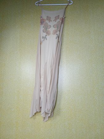 Beige slip dress with floral print
