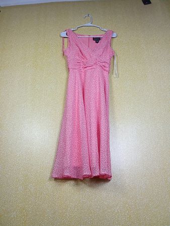 Connected Petite Pink Polka Dot Dress