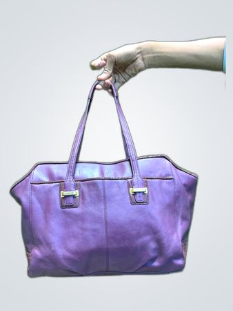 Coach Purple Leather Tote Bag