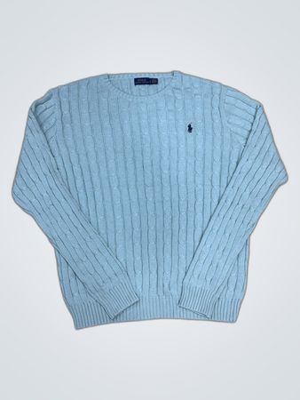 ポロ・ラルフ・ローレン ライトブルー ケーブルニットセーター