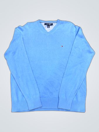 Suéter de cuello en V azul claro Tommy Hilfiger