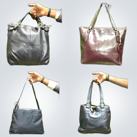 Bolso de mano de cuero negro