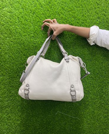 コーチ ホワイト レザー トート ハンドバッグ