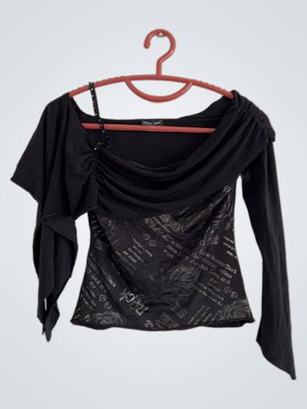 Miss Jade Paris Black Ruched Off-Shoulder Top