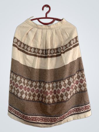 Dolly Pleated A-line Skirt with Geometric Pattern
