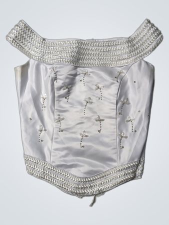 White Off-the-Shoulder Corset Top with Embellishments