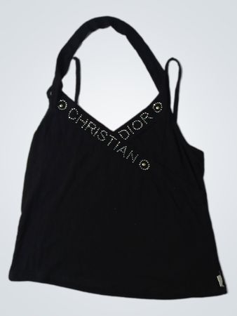 Christian Dior Black Embellished Halter Top