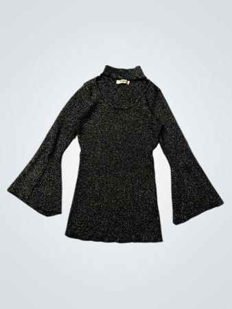 Only Black Glitter Bell Sleeve Turtleneck Top