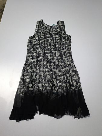 Blue Illusion Schwarzes Blumendruck Ärmelloses Kleid
