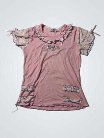 PNN Pink Girls Top mit Cartoon-Stickerei