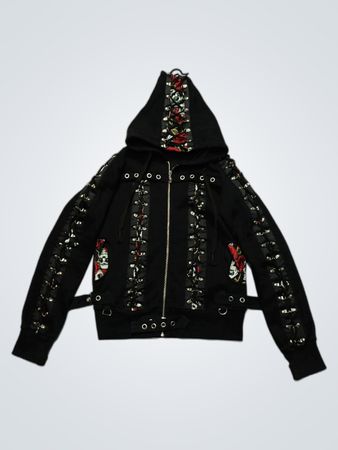 BANNED ALTERNATIVE Black Hoodie with Lace-up Detail