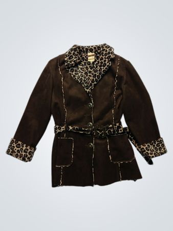 A.B.S. Collection Brown Leopard Print Trimmed Jacket