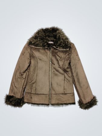 DENIM&CO Faux Fur Lined Aviator Jacket