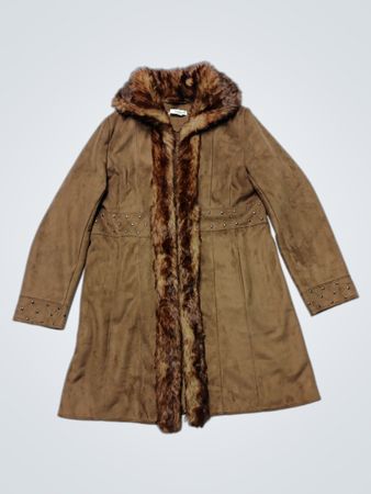 Dressbarn Faux Fur Trimmed Coat