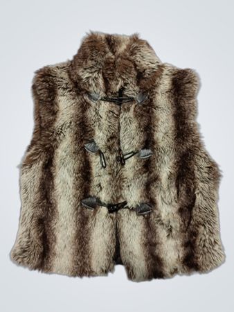 Striped Faux Fur Vest