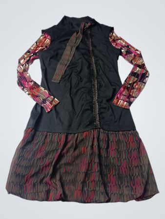 O.K.S Dress with Printed Sleeves and Skirt