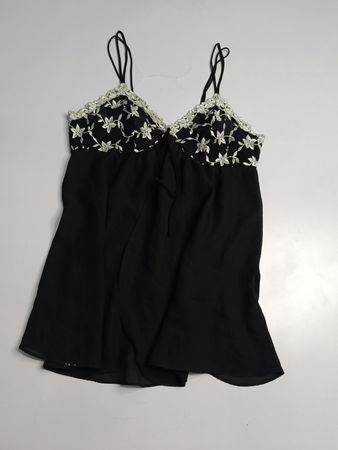 Chemise de nuit noire brodée Gulligan O'Malley