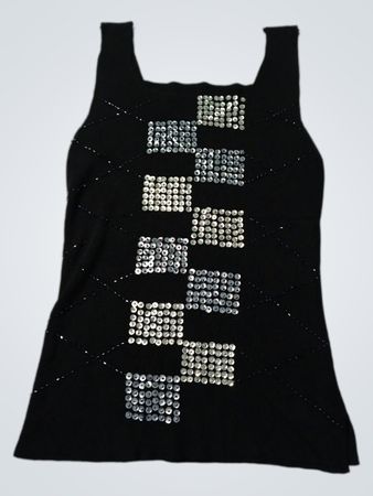 Black tank top with sequin embellishments