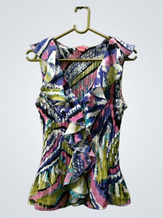 Sunny Leigh Women's Ärmellose Rüschige Faltenbluse