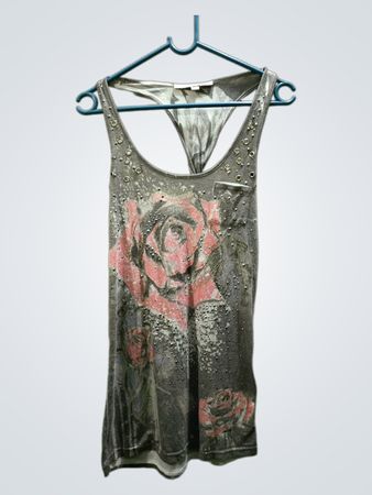 TALLY WEIJL Damen-Top mit Rosenprint und Nieten