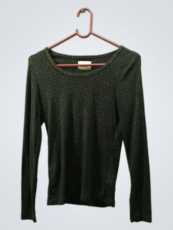 Schwarzes glitzerndes Langarmoberteil