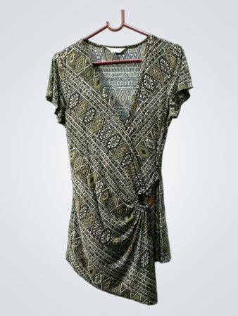 Jessica Women's Wrap Top with Geometric Print