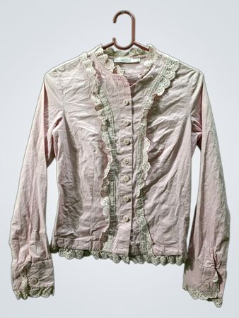 COMPTOIR DES COTONNIERS Bluse mit rosa Spitzenbesatz