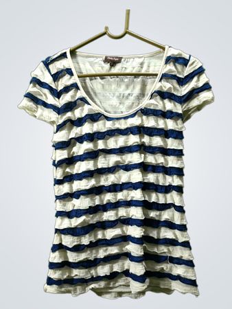 Phase Eight Damen Blau-Weiß gestreiftes Rüschen-T-Shirt
