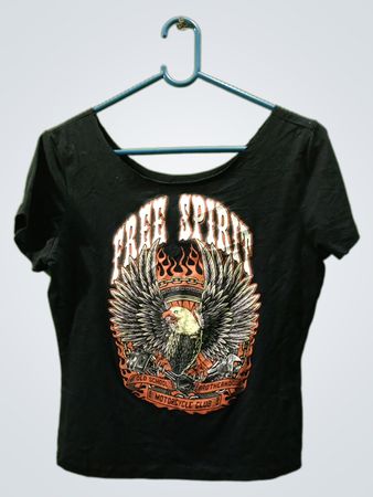 Schwarzes T‑Shirt mit Adlergrafik