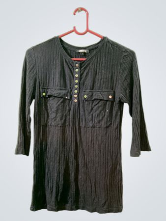 LIBERTO Schwarzes Ripp-Henley-Shirt