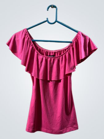 WASAYL Pink Carmenausschnitt Rüschenoberteil
