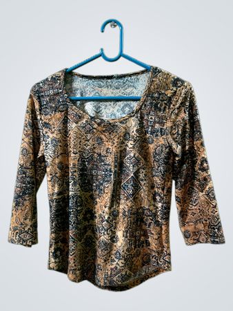 Damen Oberteil mit 3/4-Ärmeln und Druckmotiv