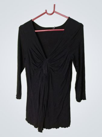 ZAMISU Schwarzes gerafftes V‑Ausschnitt‑Top