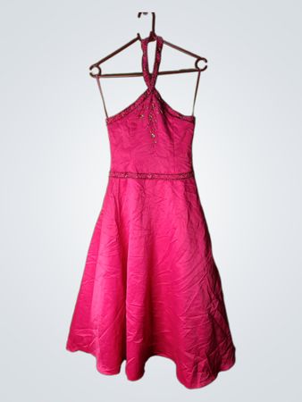 Precious Angel Pink Perlenbesetztes Neckholder-Kleid Größe 8