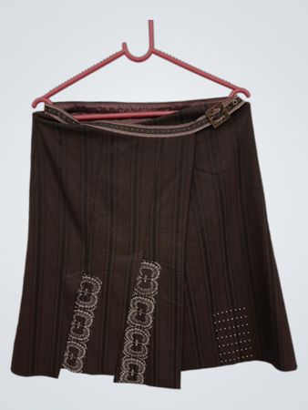 Mexx Brown gestreifter Midirock mit Gürtel